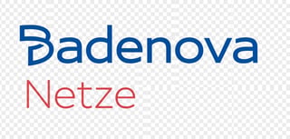 Badenova Netze logo with blue and red text on transparent background
